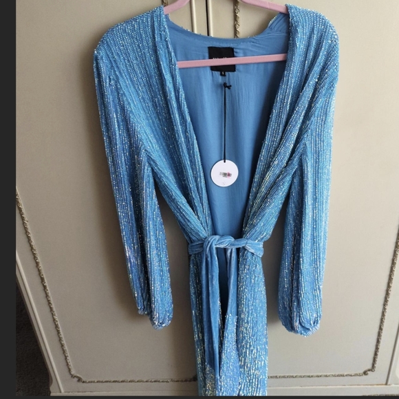 princess polly baby blue dress retrofete Katya Dress in Blue Rainbow main image 0